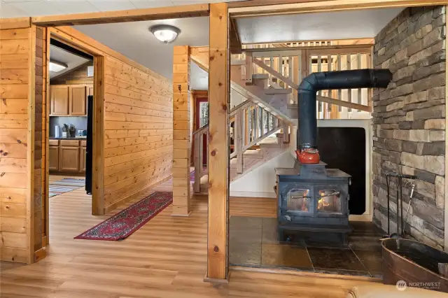 A wood stove to keep those winter nights cozy.