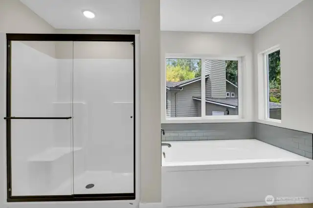 Primary bath with shower and tub