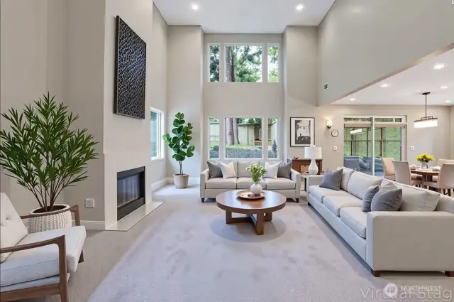Family room w/gas fireplace virtual staged