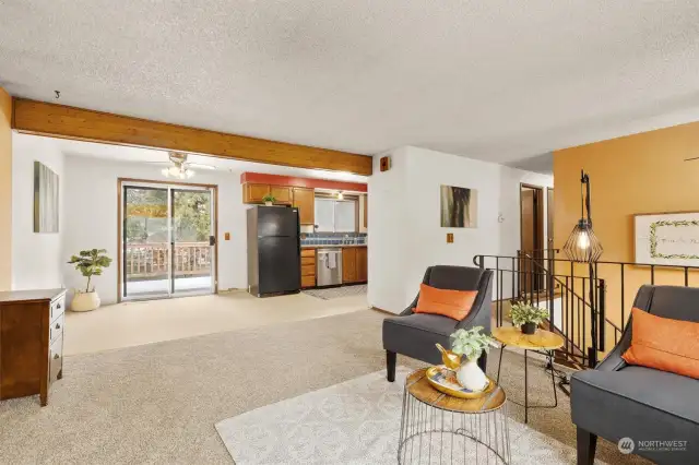 Entertainers Delight with Living Room Flowing to Dining Room, Kitchen and Large Back Deck w Stairs to Giant Backyard