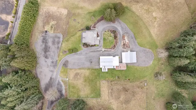 Overhead view of the residence & outbuildings