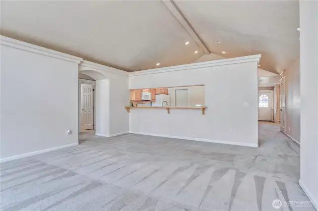 Living room looking towards kitchen