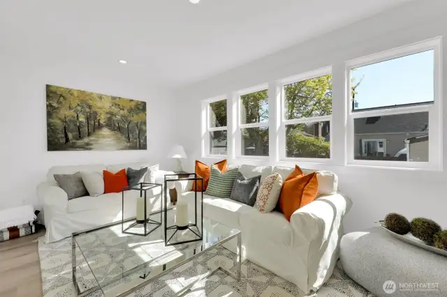 Living room w/abundant natural light - 8040 19th Ave NW, Seattle, WA 98117