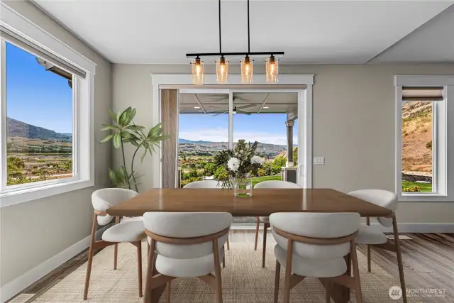 Dining area with expansive & sunset views