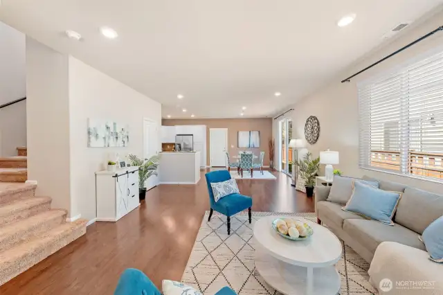 The living area is spacious enough for all your guests to comfortably gather.