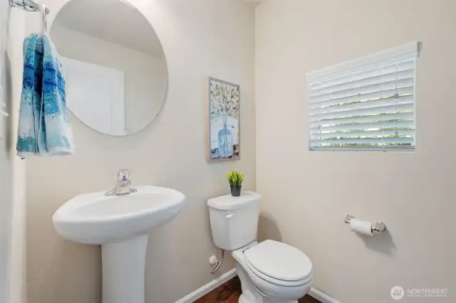 Located just a few steps away from the living area, the powder room is easy access for all your guests.