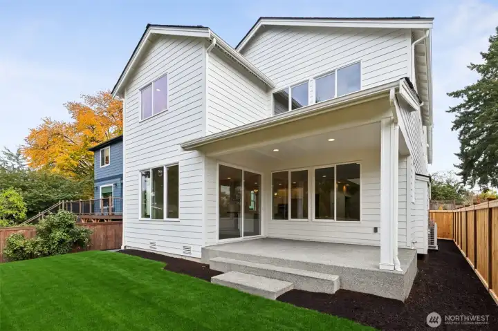 Photos are of backyard on lot 2 at Signature Homes.