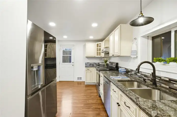 View of kitchen from laundry room