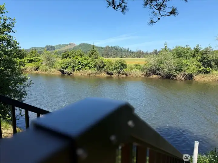 View to the west from steps to river
