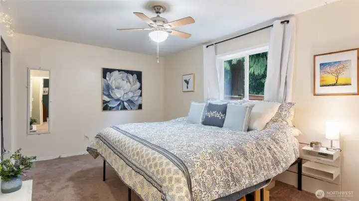 Large primary bedroom (that's a king-size bed).