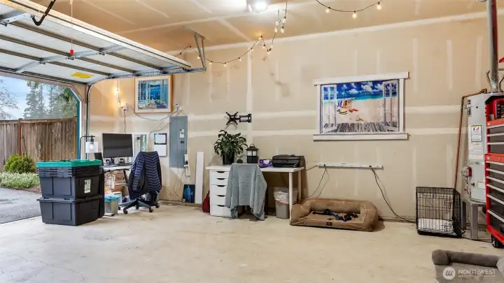 Fully furnished garage is being used as an office right now.