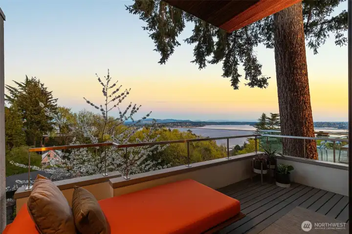 Relaxing deck off living room for lazy afternoons with magnificent views