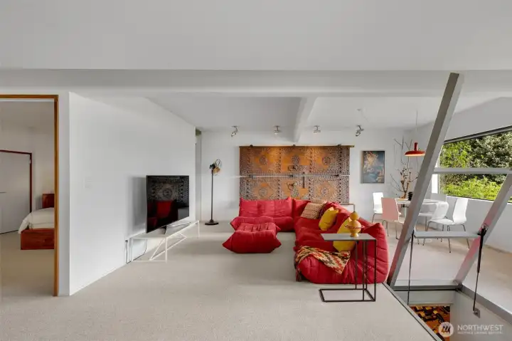 Media area and entrance to wine cave