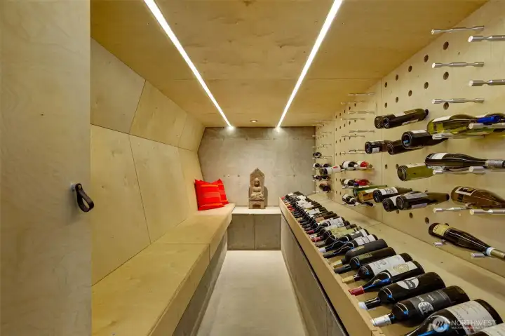 Custom wine cave for storage and intimate tastings