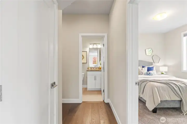 Hallway to the main floor guest suite