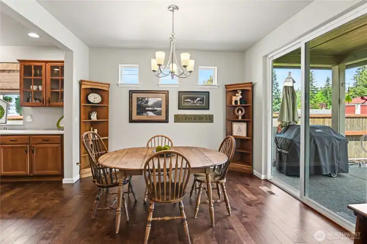 Dedicated dining space with slider to patio.
