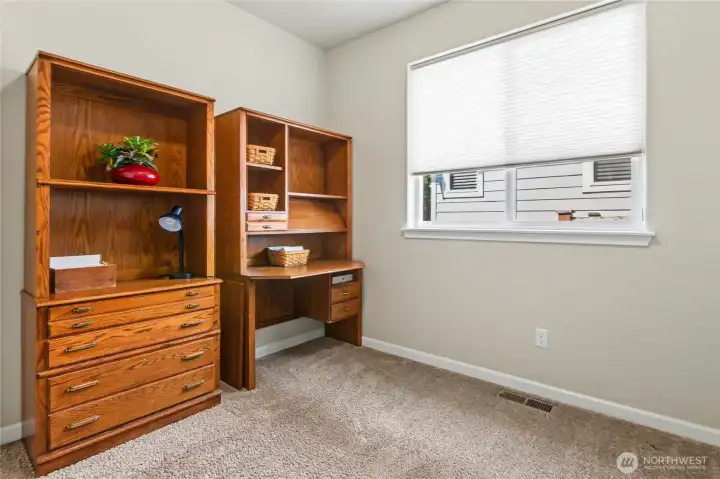 Another view of the office. Office has French doors.