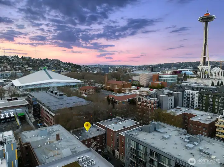 117 John St. Just 1 block from Climate Pledge Arena and a few blocks from the Space Needle