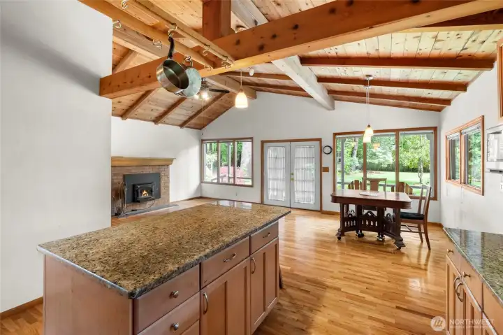 Really showing the exposed beams & tongue & groove ceilings
