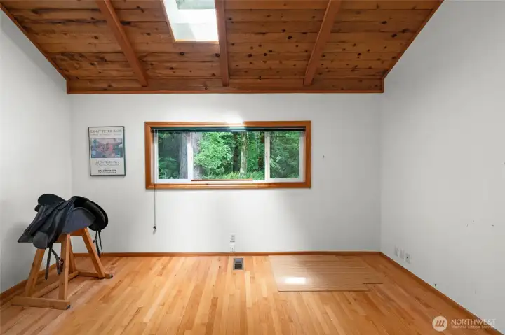 Office off of kitchen with french doors