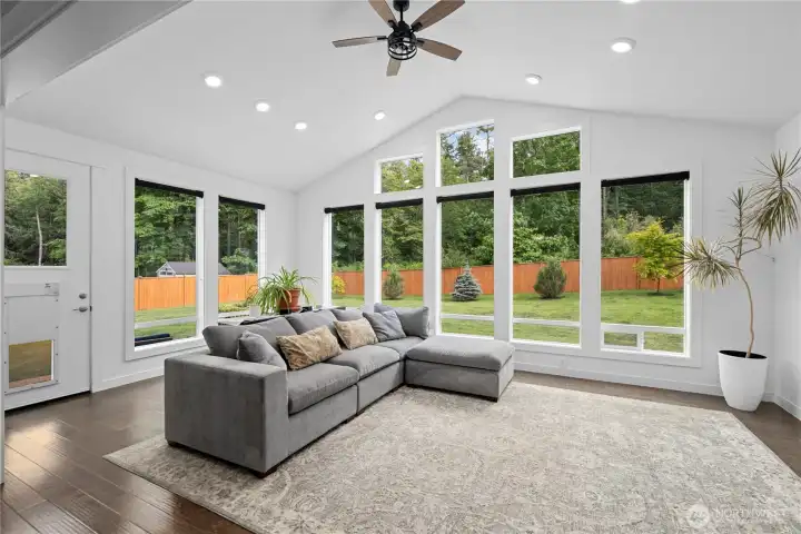 Just outside the living room, patio extends the living area outdoors...