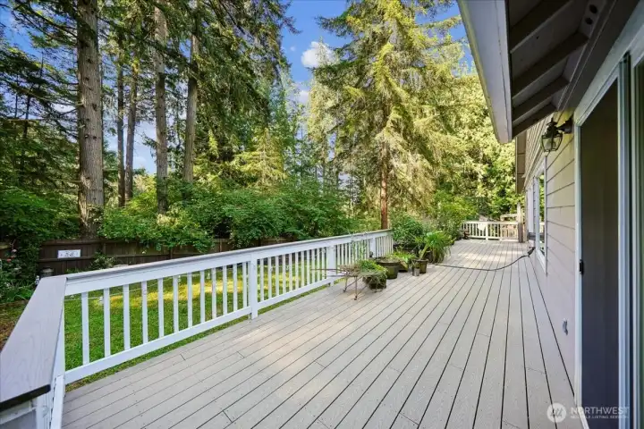 Back deck spans the entire length of house!