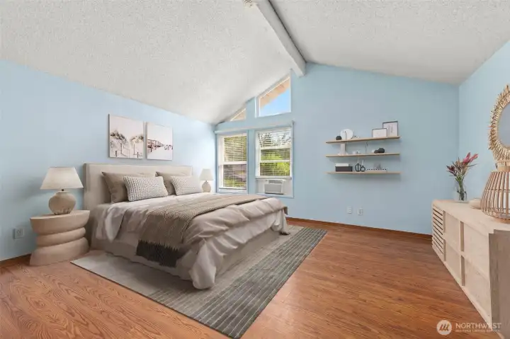 Master bed staged