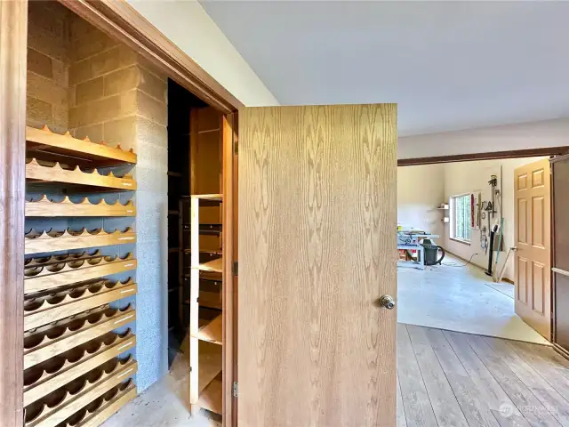 The custom-built wine cellar.