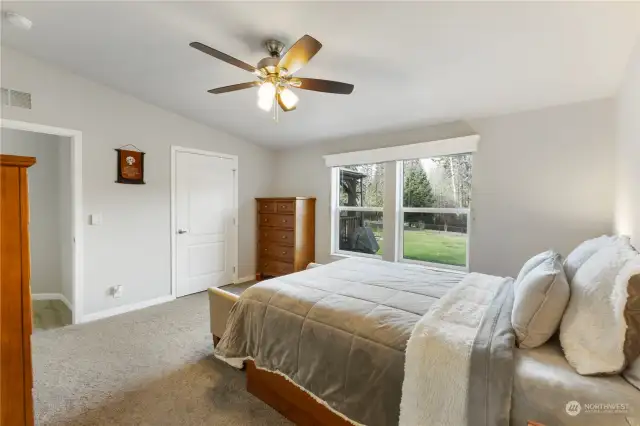 Closet through the door. The window looks out over your back yard.