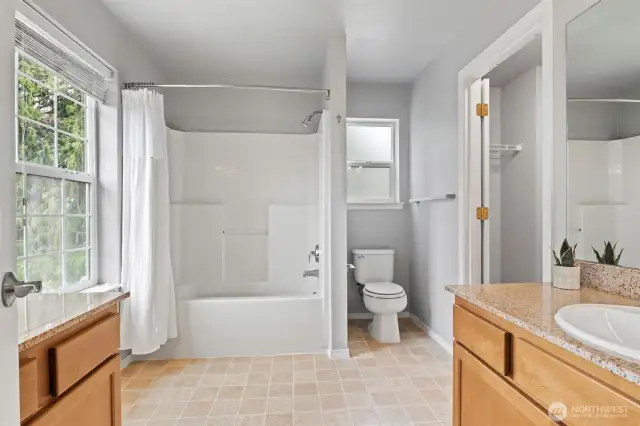 5-piece bathroom attached to primary