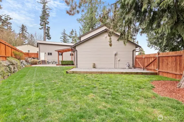 large fully fenced backyard