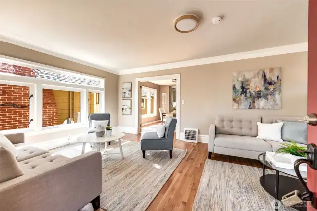 Living Room - notice the wide ceiling crown trim.