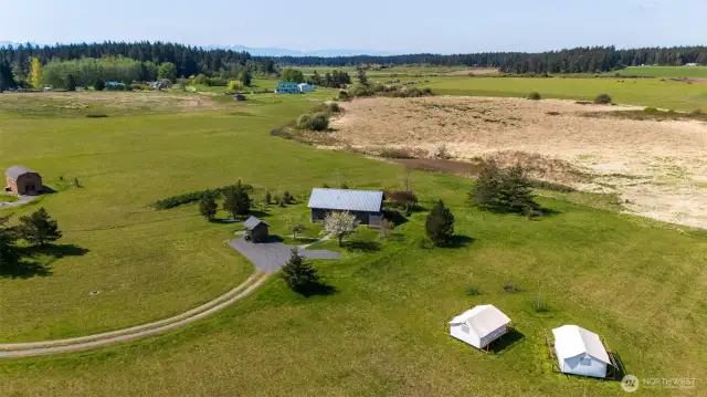 Aerial looking south toward the Olympic Mountains
