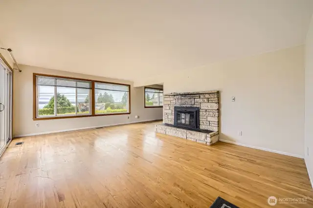Living room and fireplace