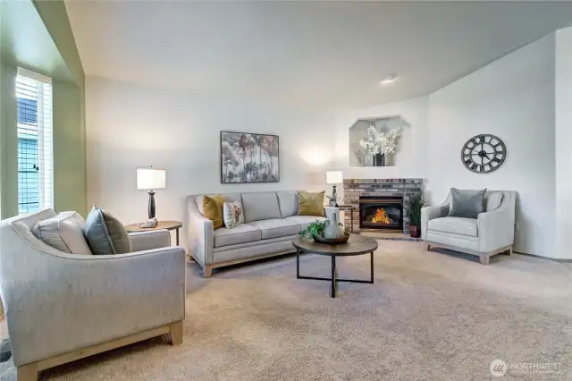 Vaulted ceilings, cozy fireplace...