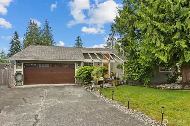 1 level home, large driveway and new garage door