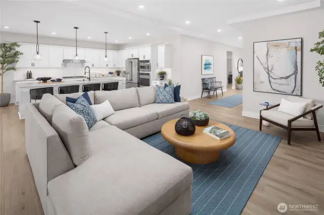 Huge Greatroom.  Great space to allow for large gatherings. All pictures are of model home.  Layout is the same, but materials and colors will vary.