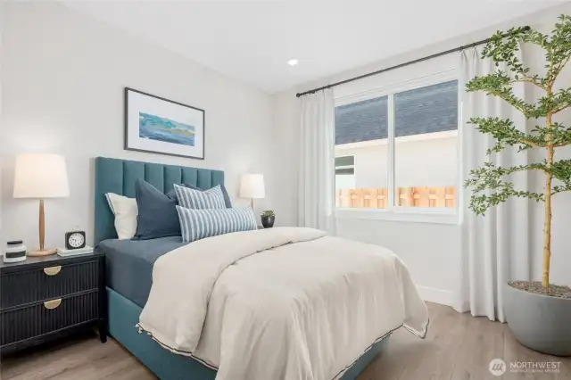 Spacious brm 3. (Bdrm 2 not shown but is being used as an office currently). All pictures are of model home.  Layout is the same, but materials and colors will vary.