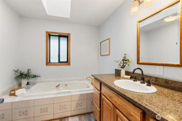 Bath Upstairs with jetted tub.