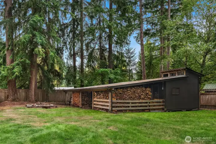 Large wood shed and storage