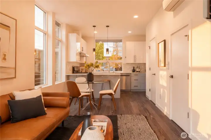 Walls of windows drench every level in natural light