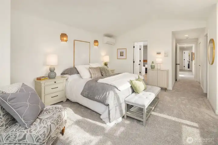 Large Primary Suite with Walk-in Closet, 5 Piece Bath and View Deck