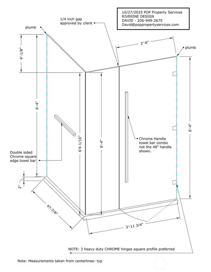 Shower Door and Glass to be Installed Before Closing in Primary Bathroom