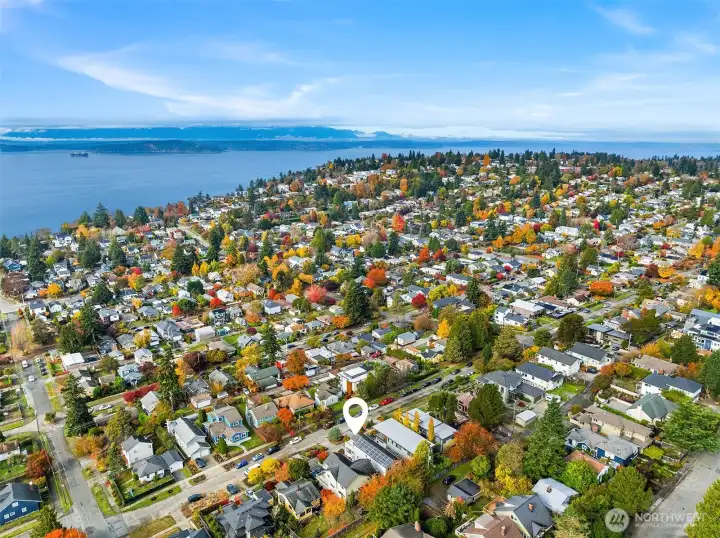 Drone Shot Showing Proximity to Sound and Solar Panels