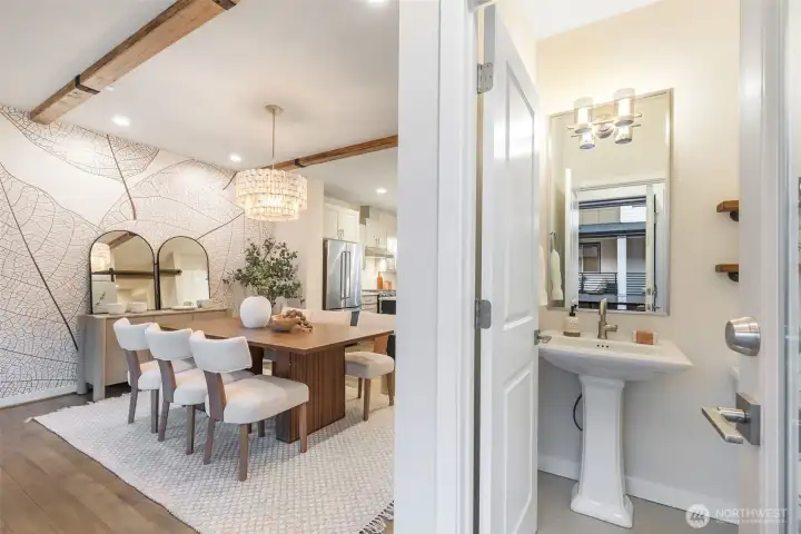 Main floor powder bath conveniently located for guests and daily use.