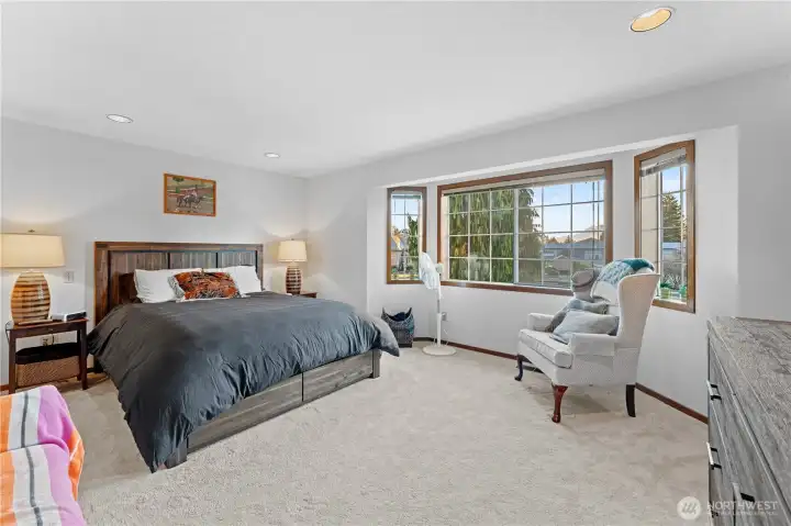 Primary bedroom that has a view of Mt Rainier!