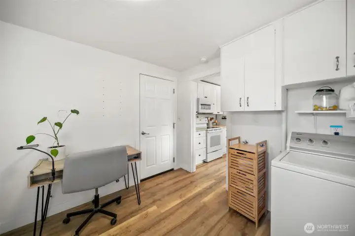 Laundry/mud room with added workspace