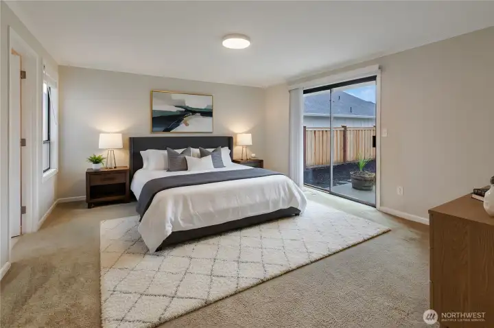 Virtually-Staged Primary Bedroom