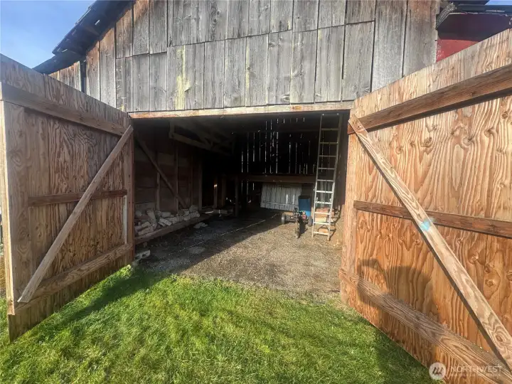 Inside main doors of barn