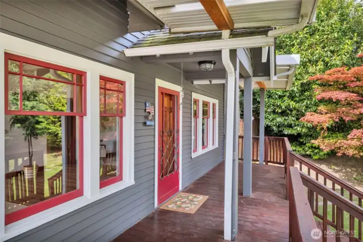 Relax on the covered front porch